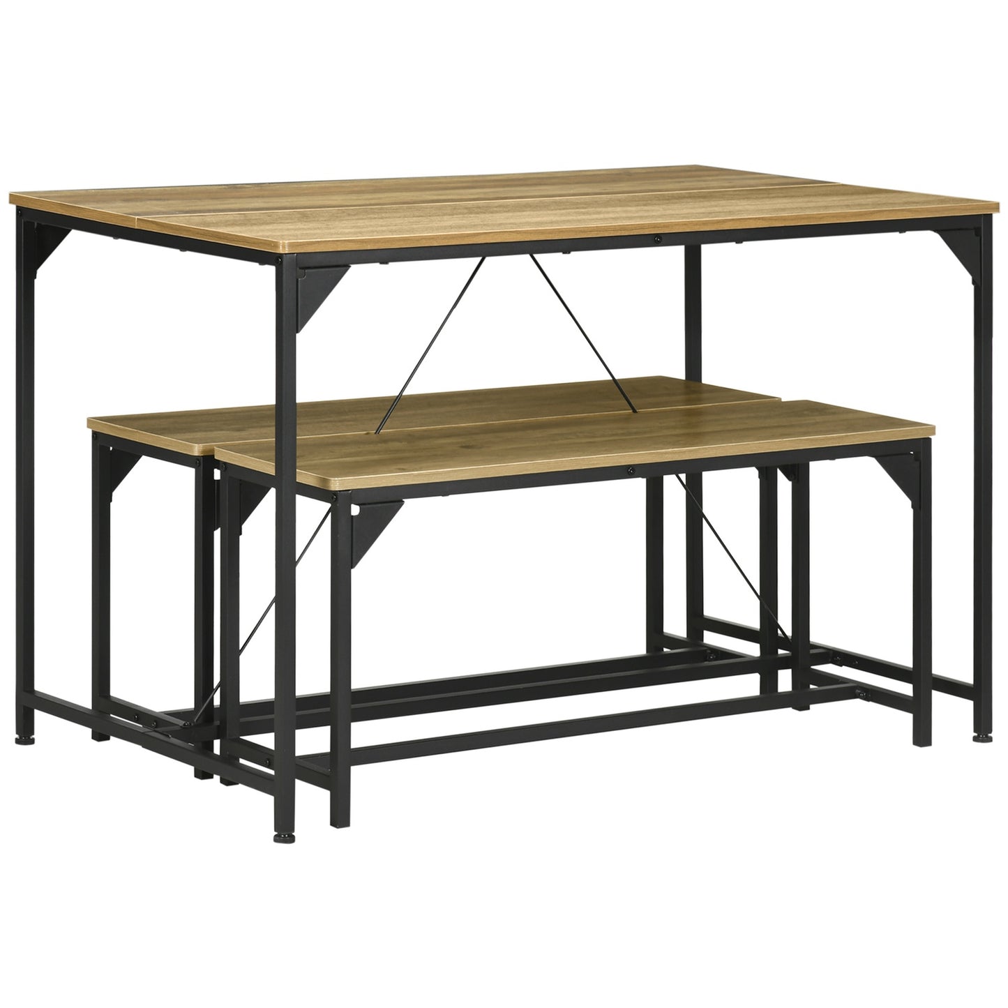 Natural dining set for 4 – 3 tables, 2 benches
