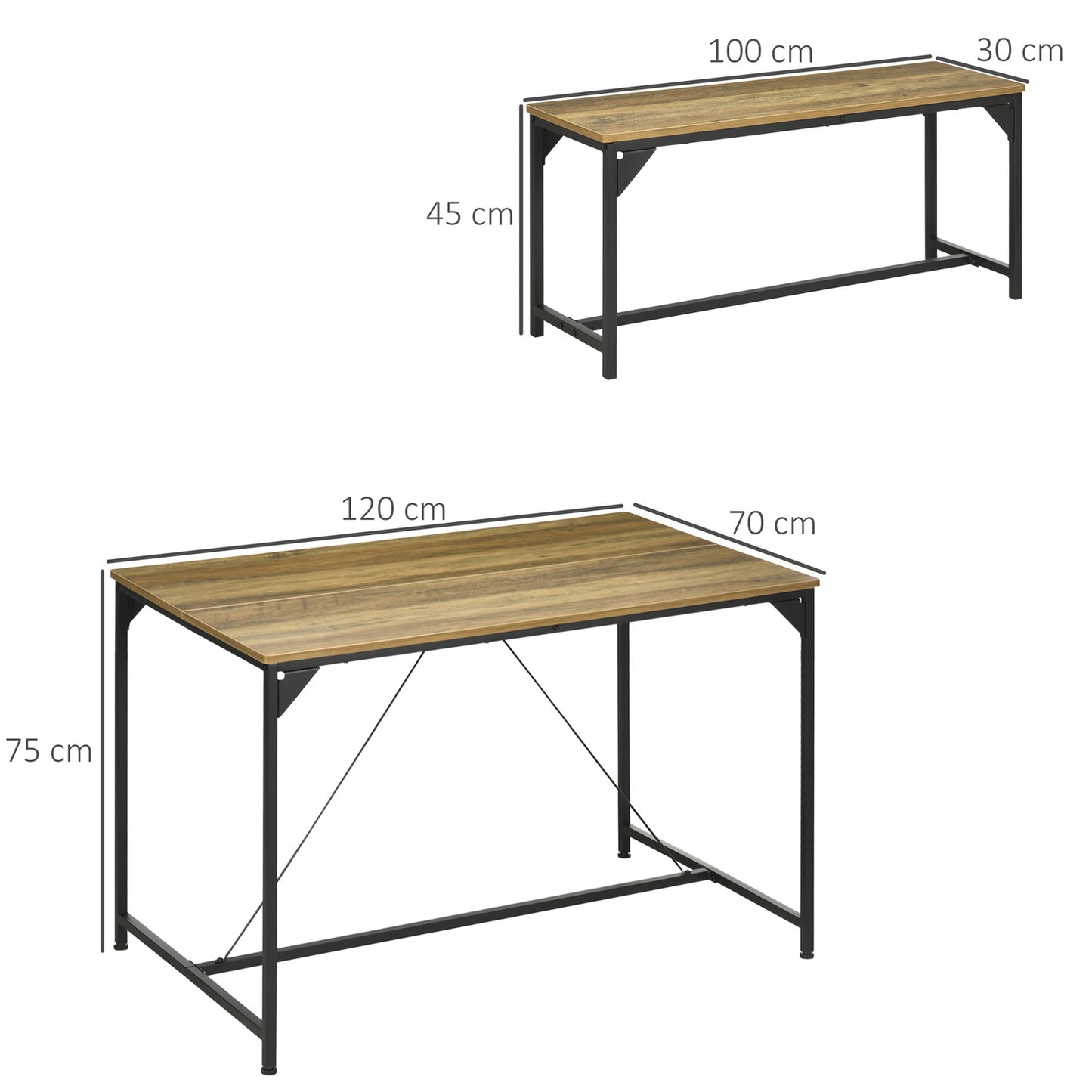 Natural dining set for 4 – 3 tables, 2 benches