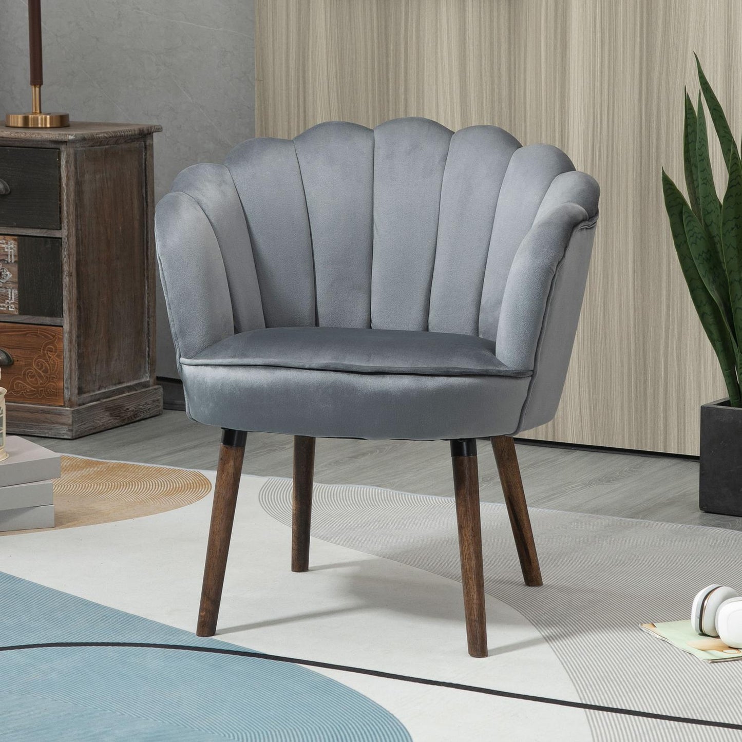Dark gray polyester armchair with backrest, 66x72x79 cm