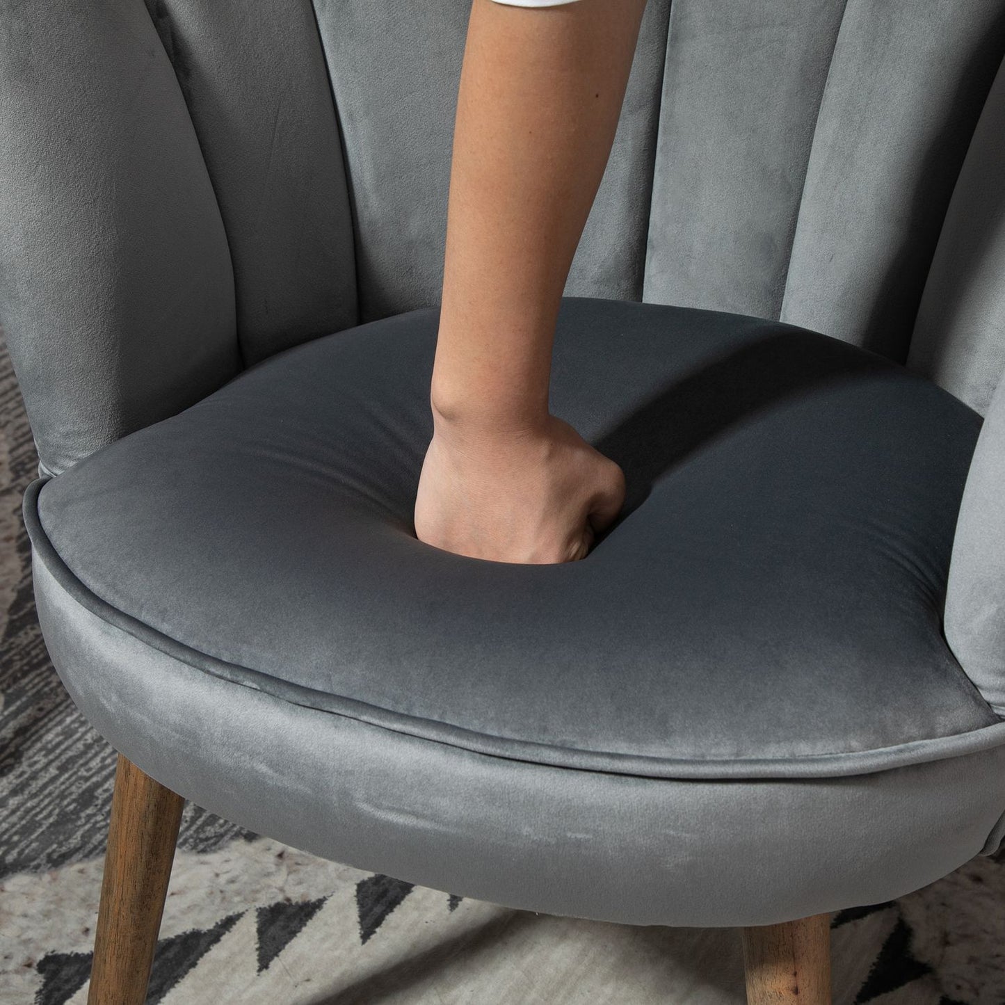 Dark gray polyester armchair with backrest, 66x72x79 cm