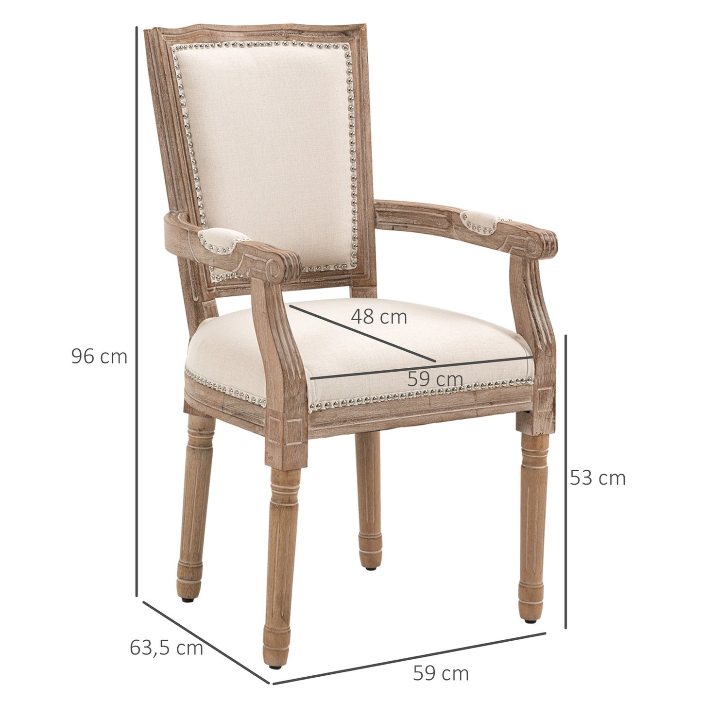 Dining room armchair with linen upholstery, vintage design