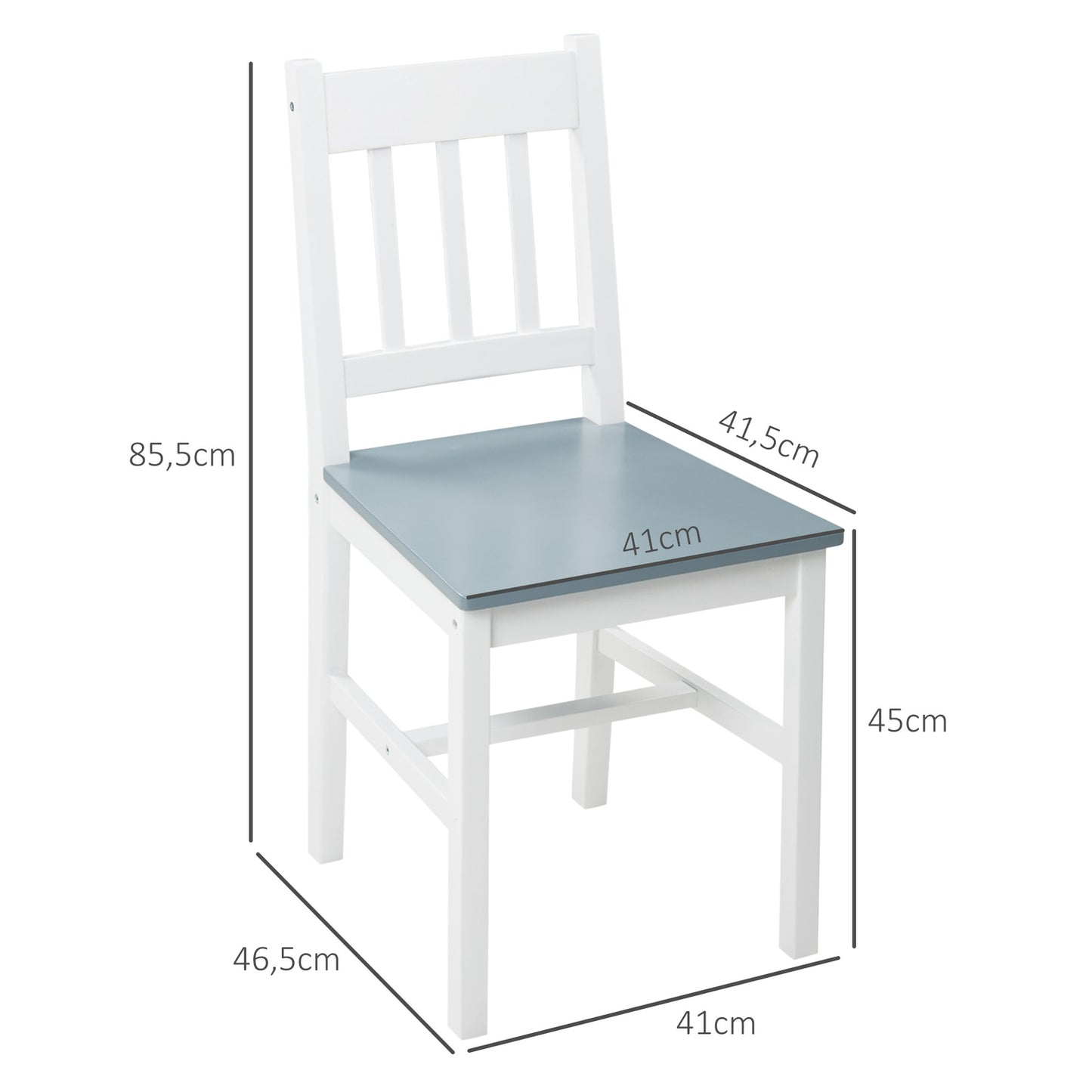 Set of dining room chairs, pine, grey, 41x46.5x85.5 cm