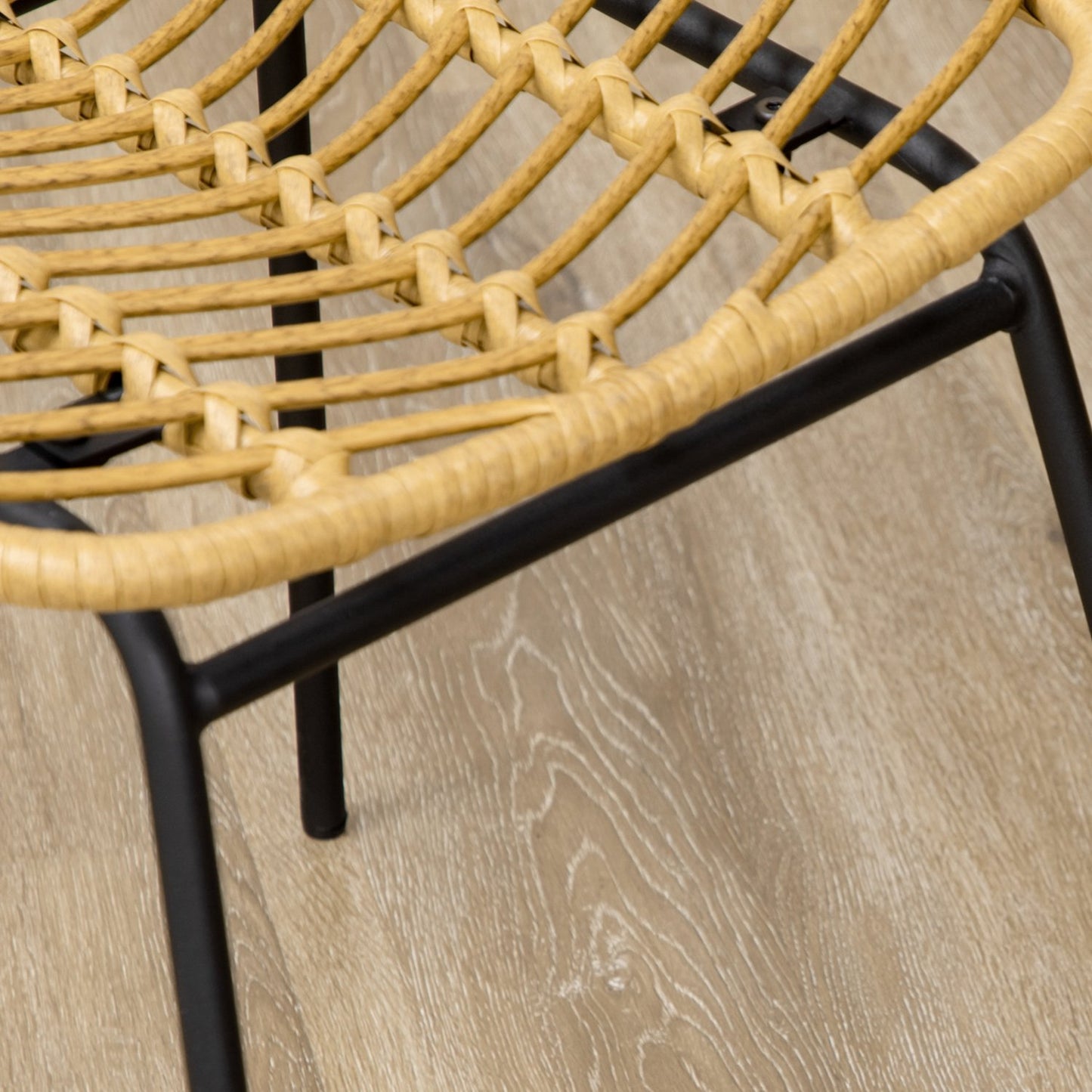 Dining room chair set of 2, Rattan look, Yellow, Steel