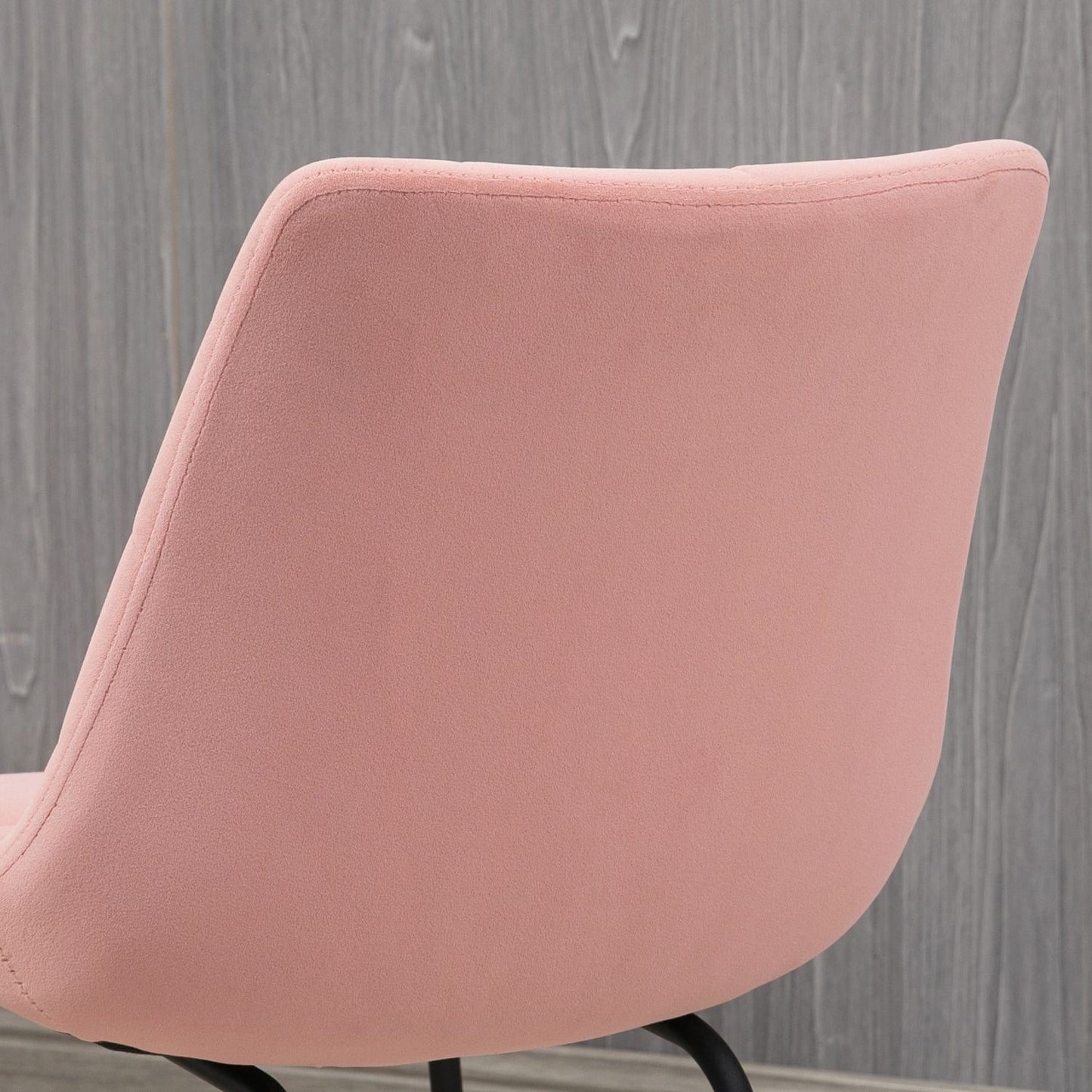 Set of 2 dining chairs in velvet, pink, retro design, steel legs