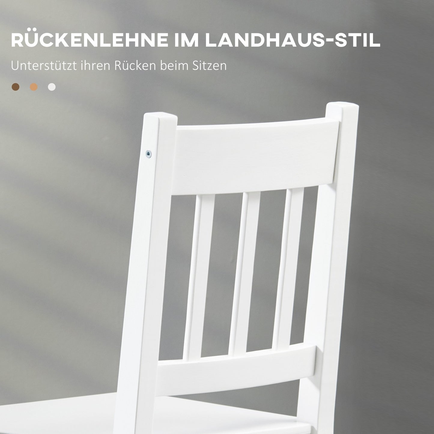 White Pine Wood Dining Chair Set of 2 - 41x47x86 cm