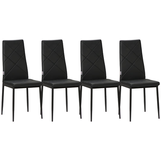 4-piece dining chair set - Padded, artificial leather, black
