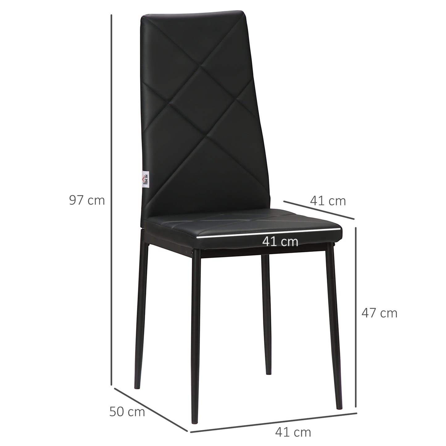4-piece dining chair set - Padded, artificial leather, black