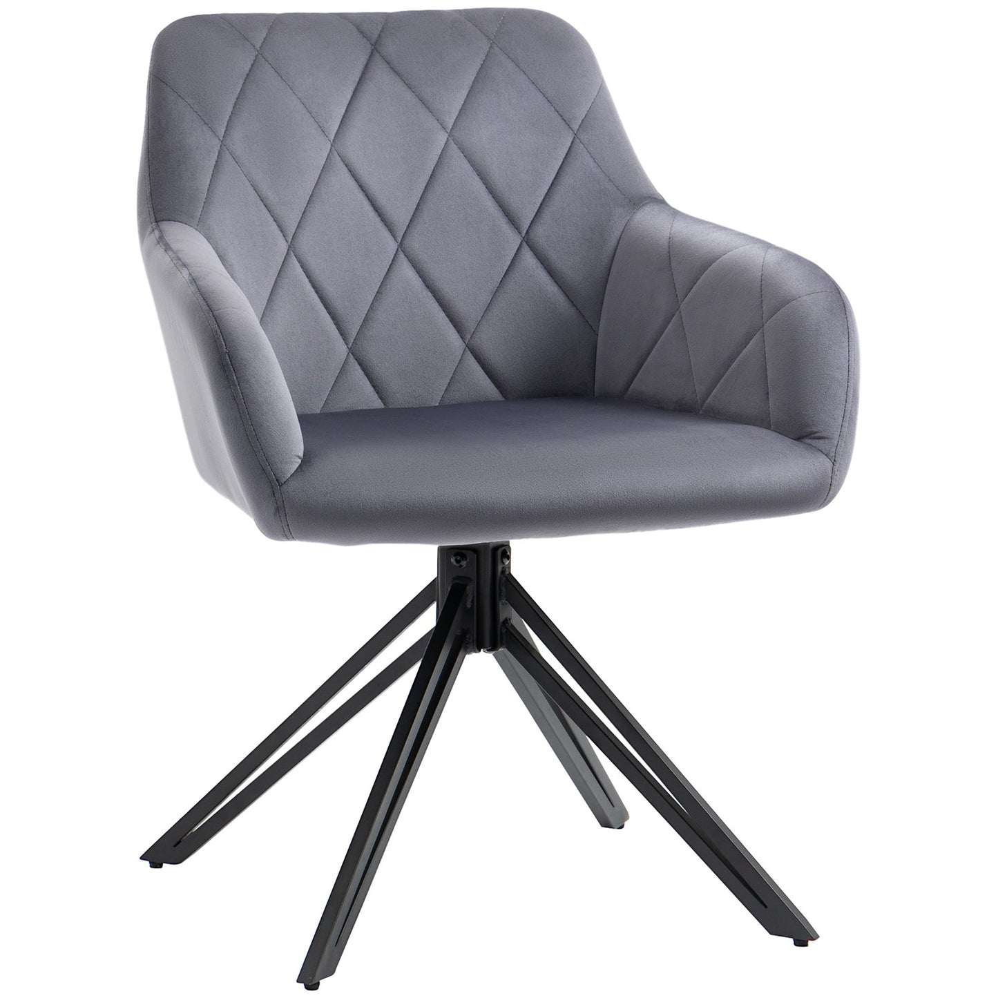 Steel gray upholstered dining chair, retro velvet design