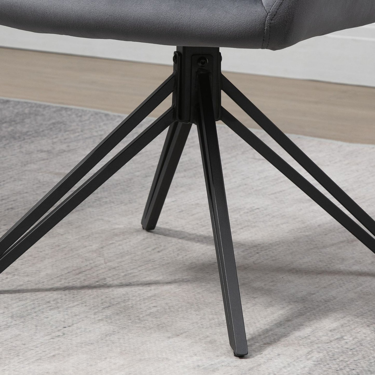 Steel gray upholstered dining chair, retro velvet design