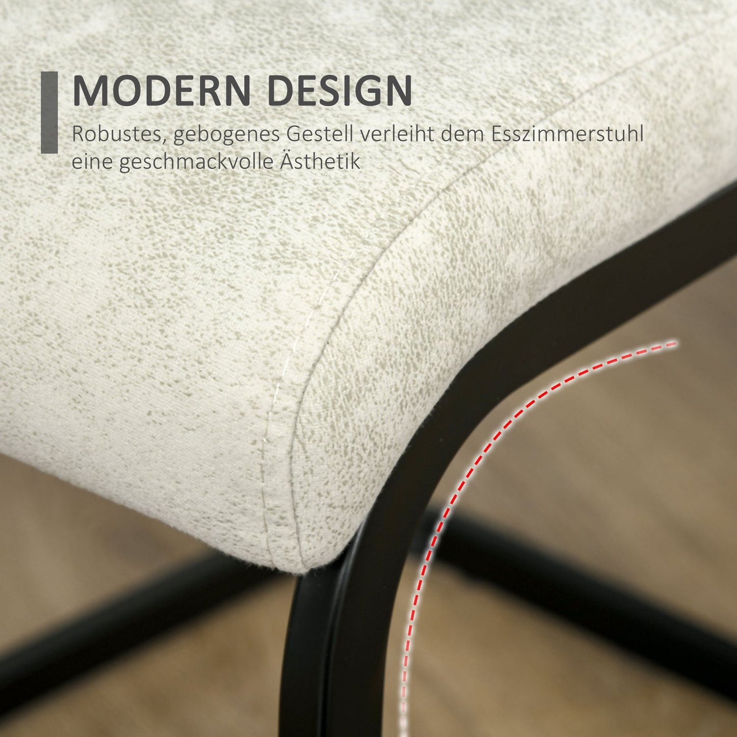 Cantilever dining chairs, ergonomic set of 4, beige polyester