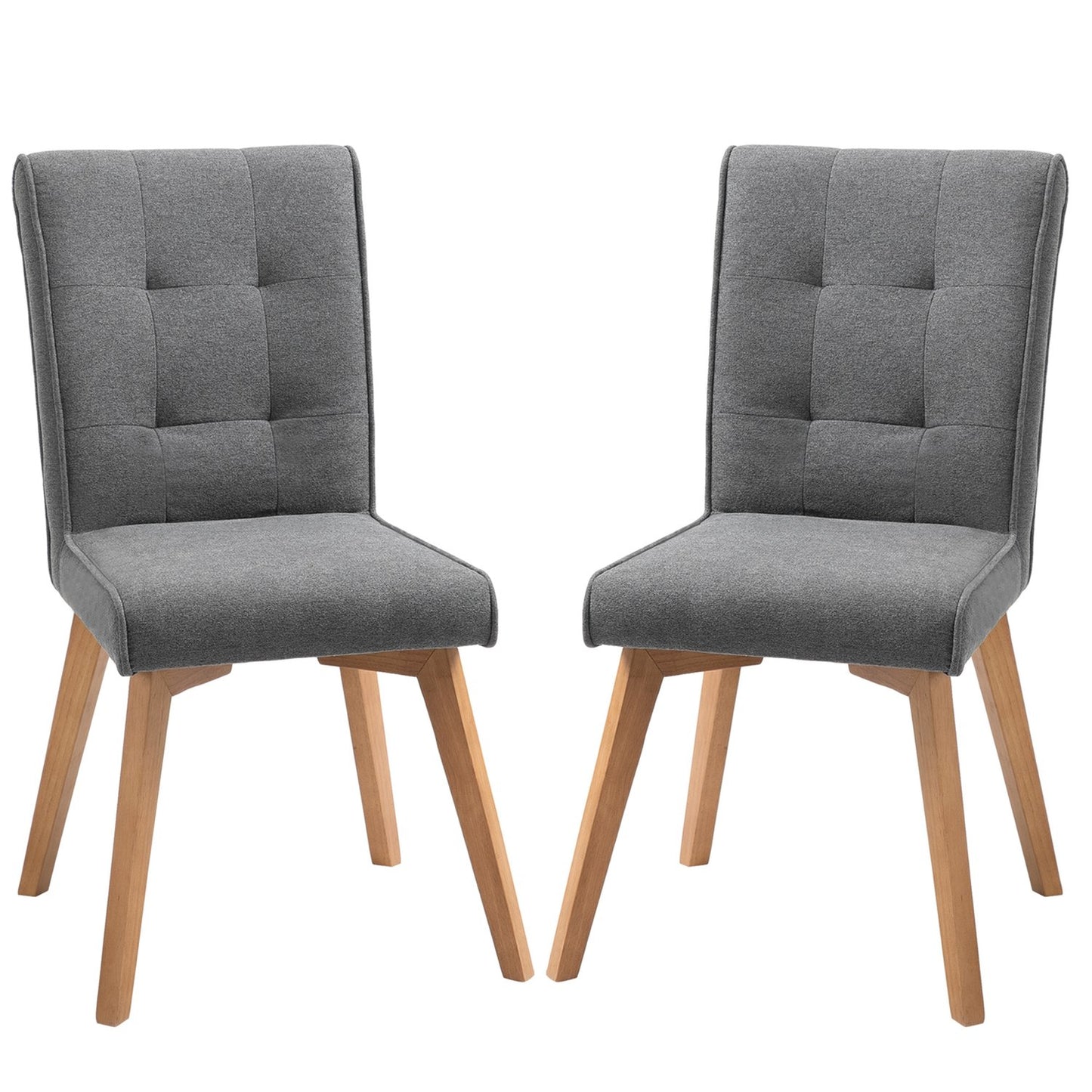 Dining room chairs, gray linen, foam padded, wood