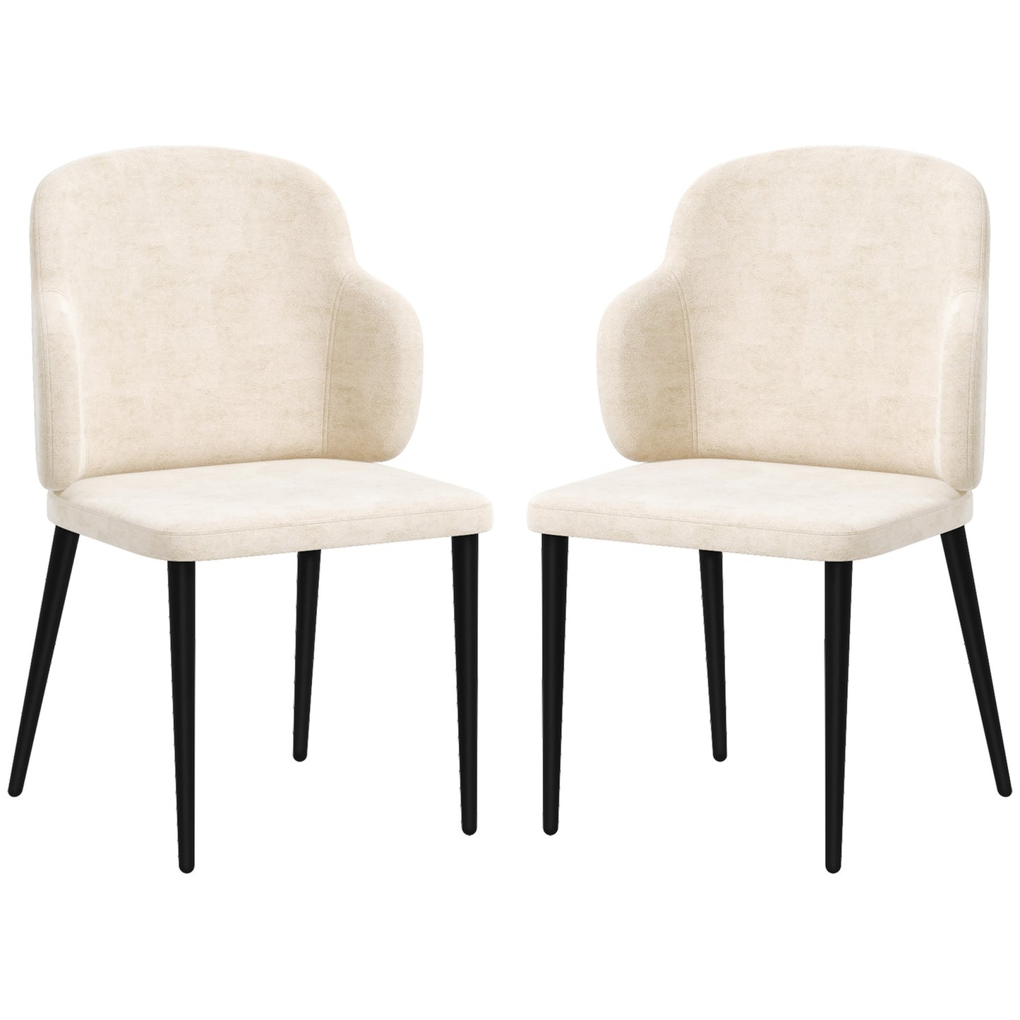 Velvet beige dining room chairs, set of 2, comfortable upholstered