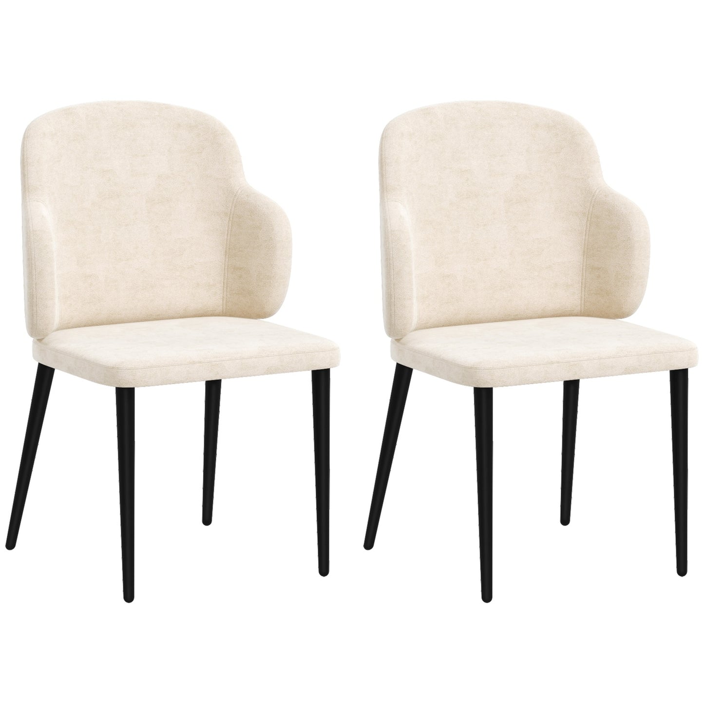 Velvet beige dining room chairs, set of 2, comfortable upholstered