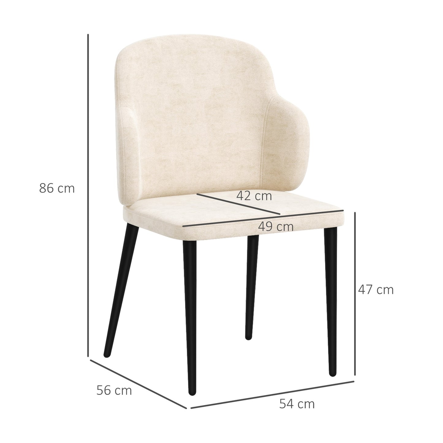 Velvet beige dining room chairs, set of 2, comfortable upholstered