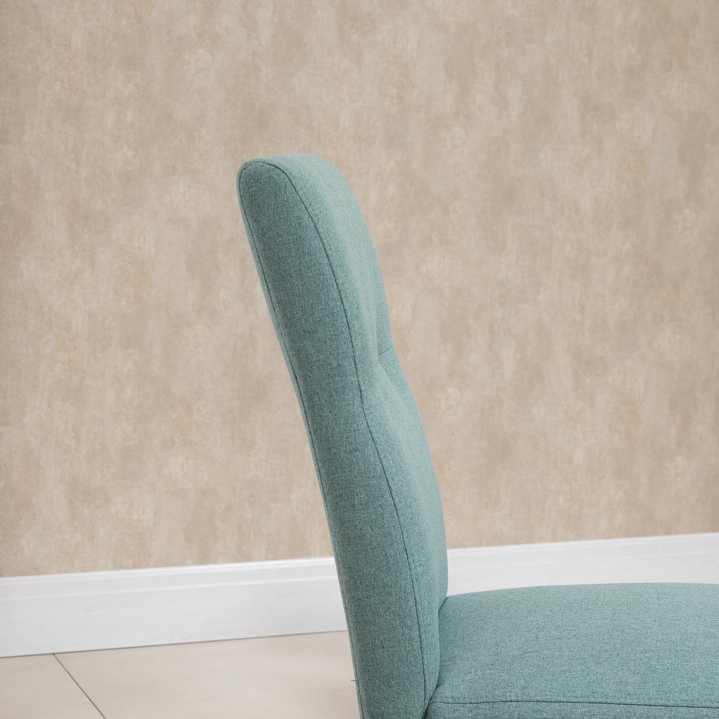 Green Upholstered Dining Chairs, Set of 2 - Padded Linen Chairs