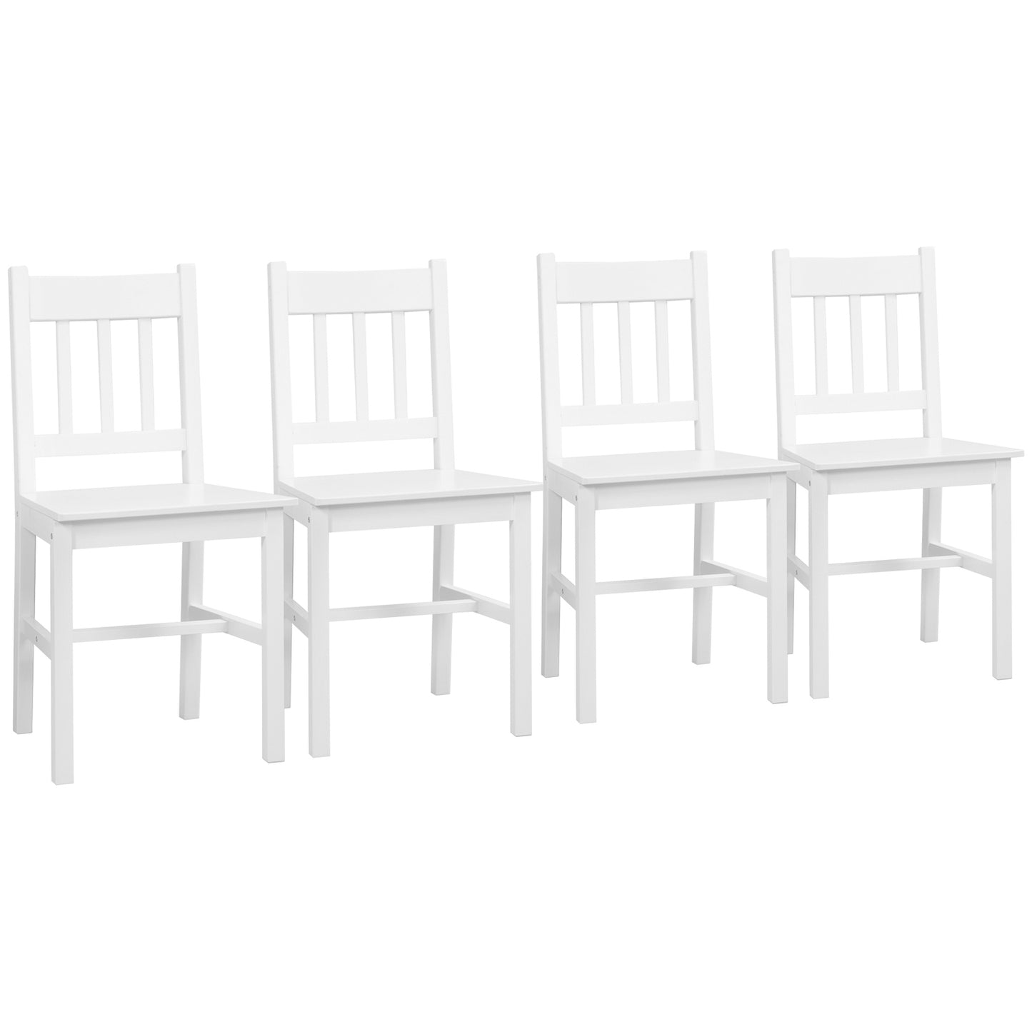 Set of 4 modern dining chairs, backrest in white pine