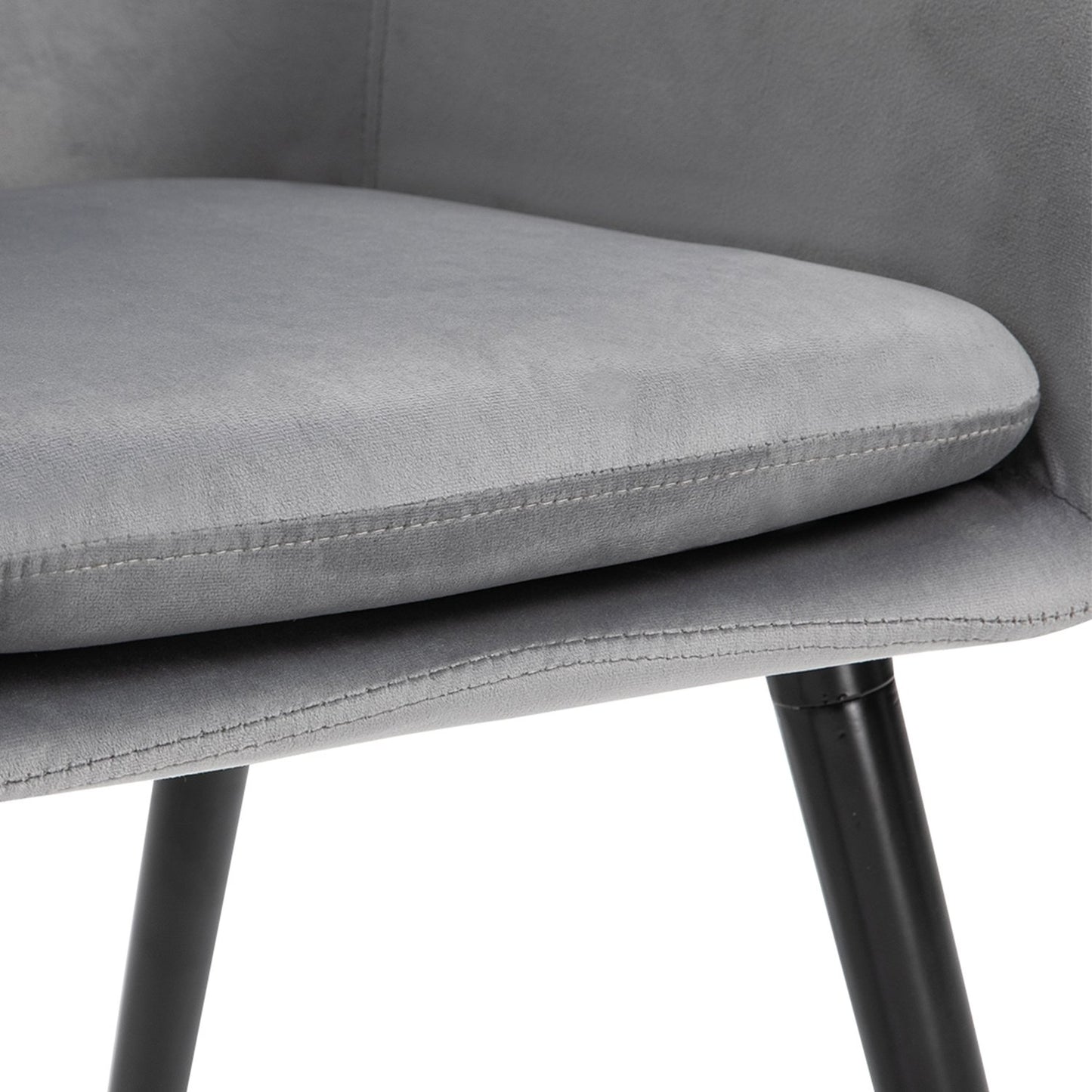 Set of 2 dining chairs in gray velvet with wooden legs