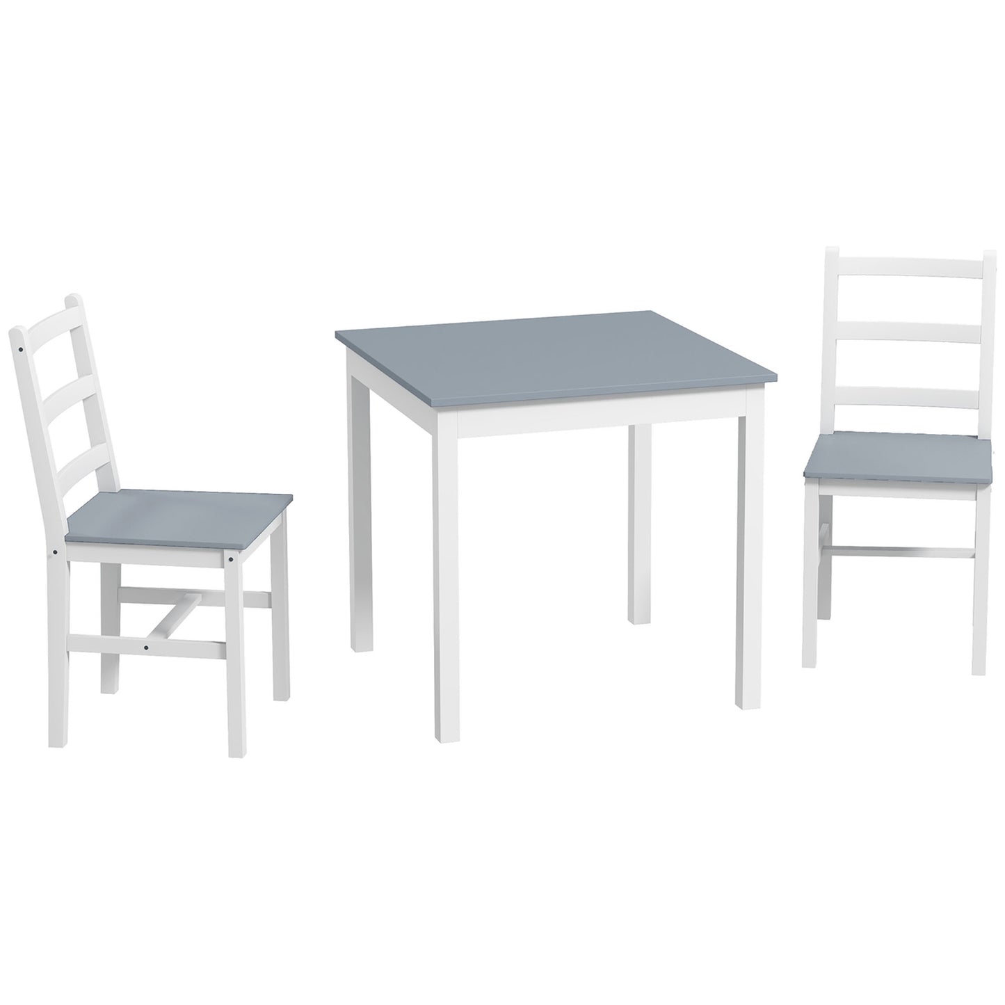 Compact dining set in 3 parts, grey/white pine