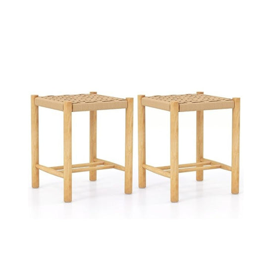 Dining Stool Set Rubberwood Frame & Braided Paper Seat 36 x 36 x 45 cm