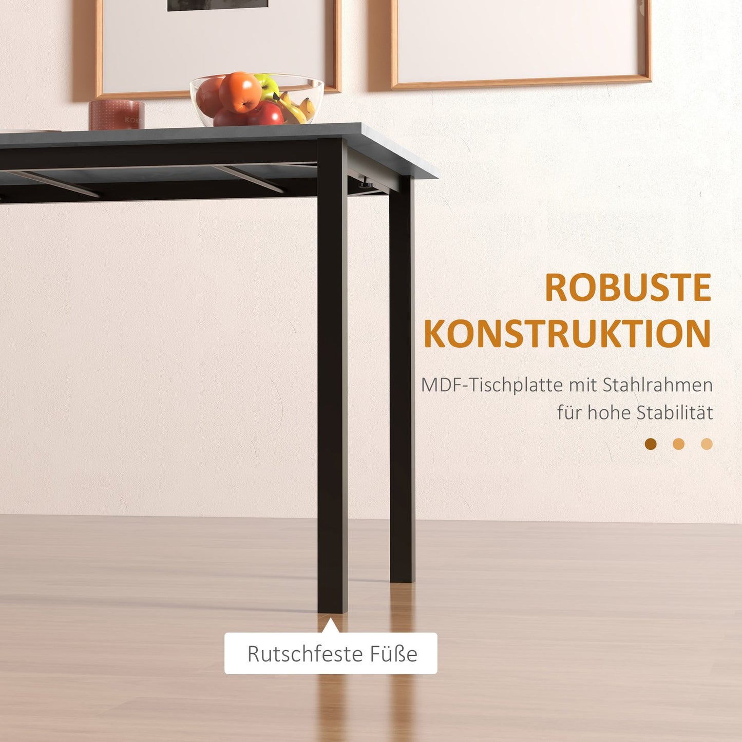 Extendable dining table for 6 - Dark gray steel, 110-160cm