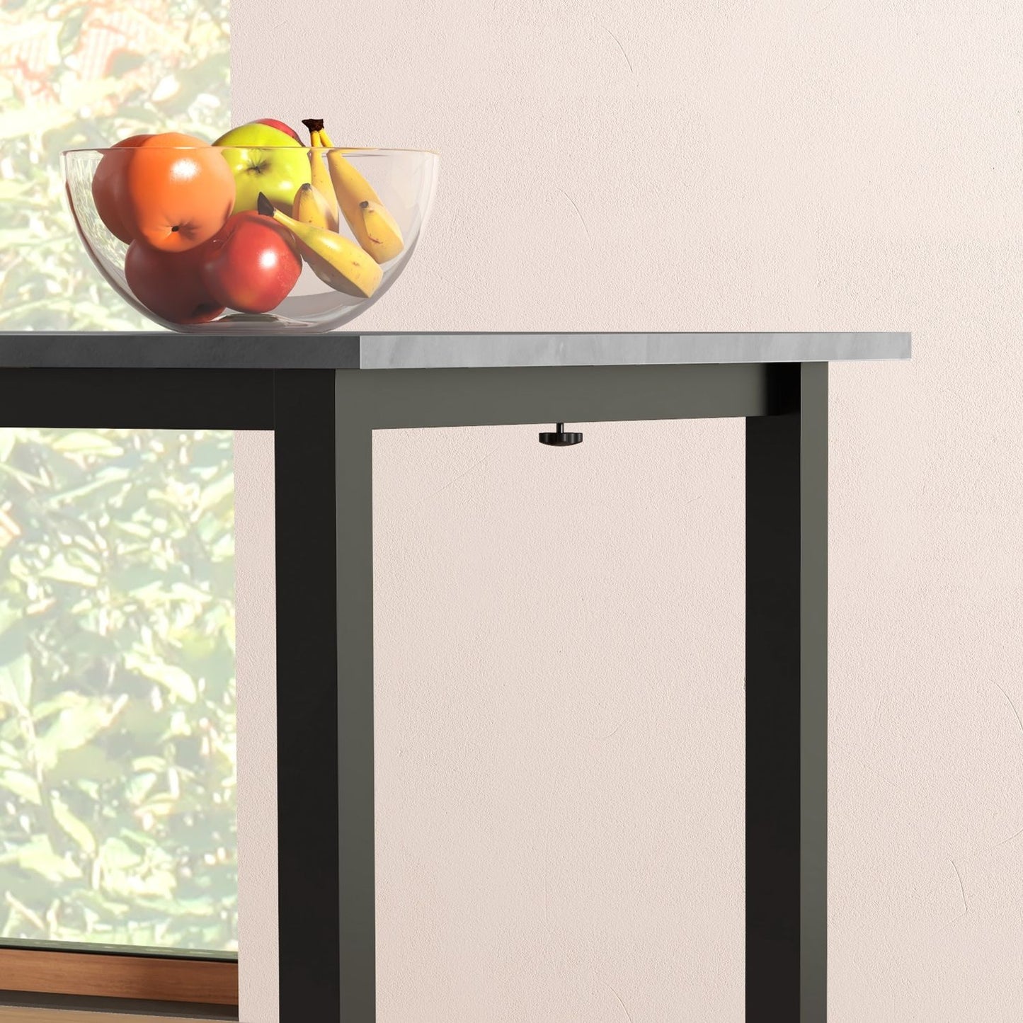 Extendable dining table for 6 - Dark gray steel, 110-160cm