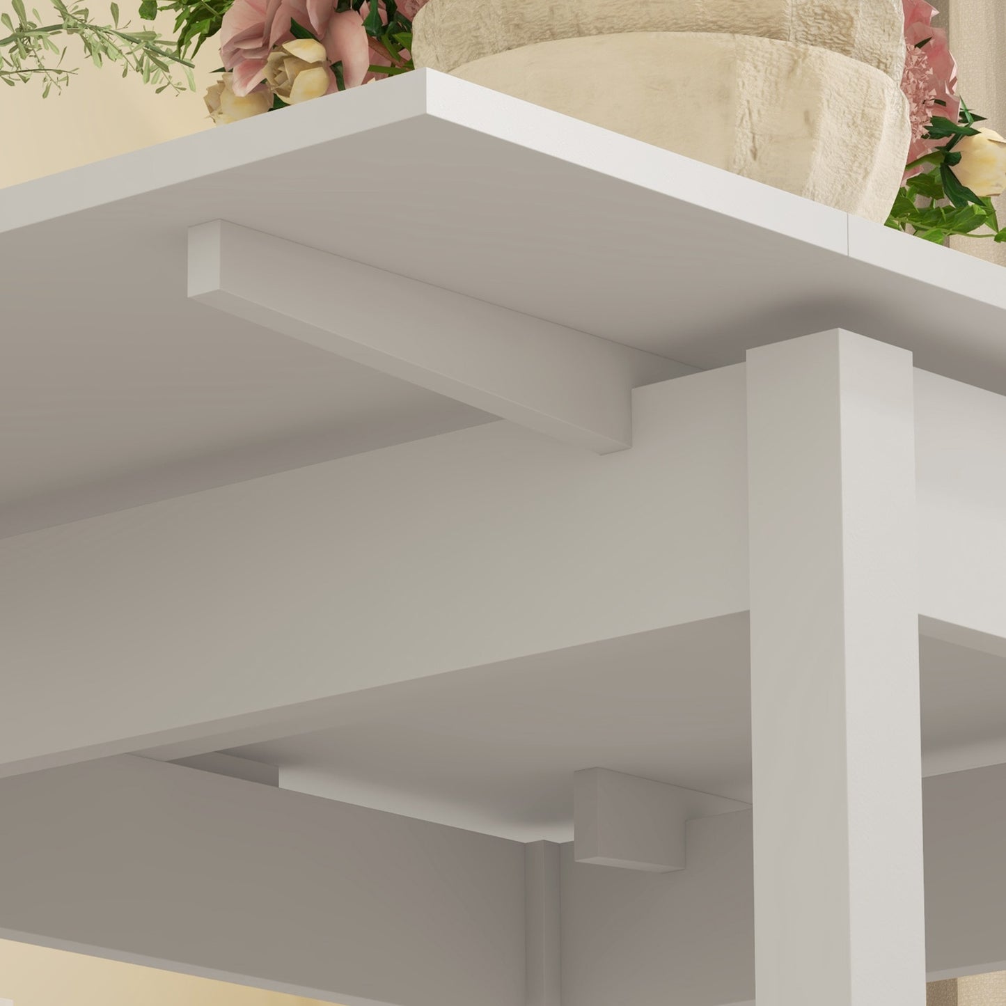 Extendable dining table in white wood for 2-4 people