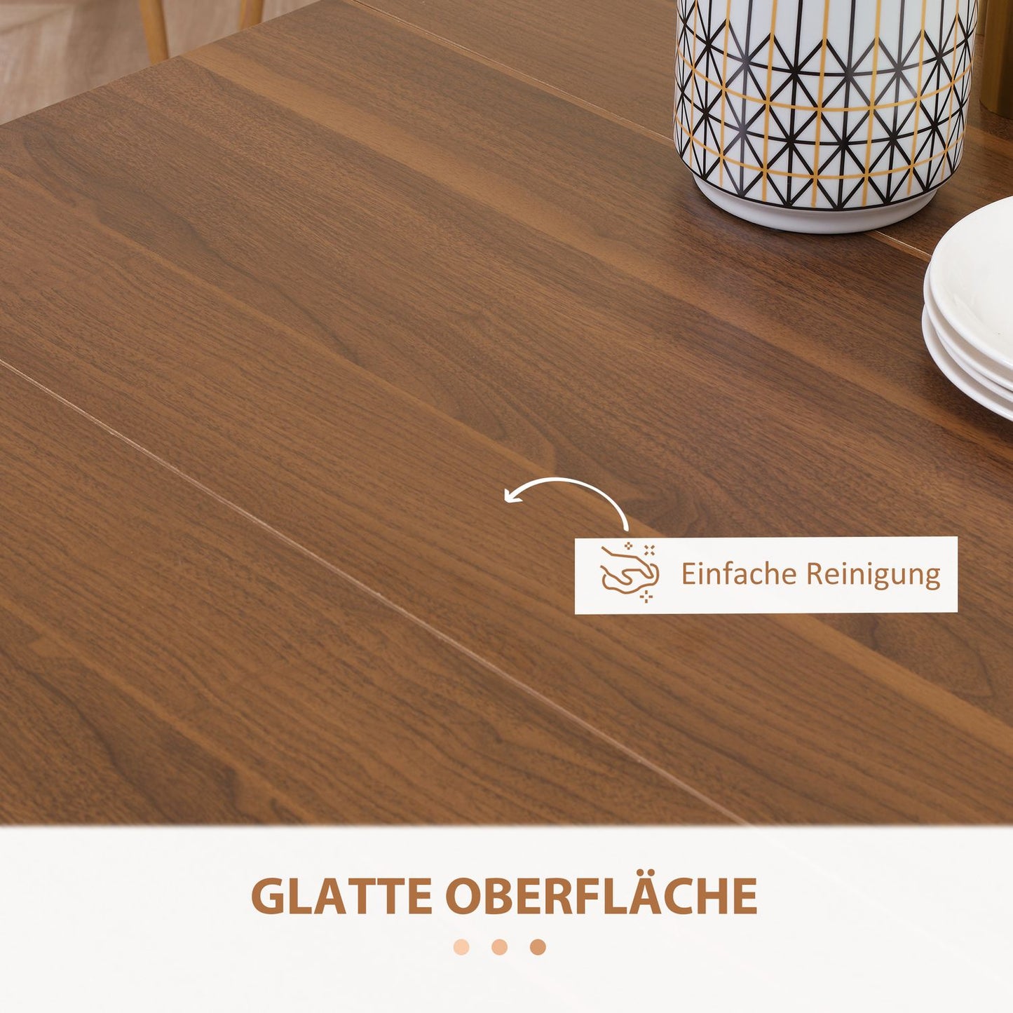 Modern extendable brown dining table, 180 x 85 cm