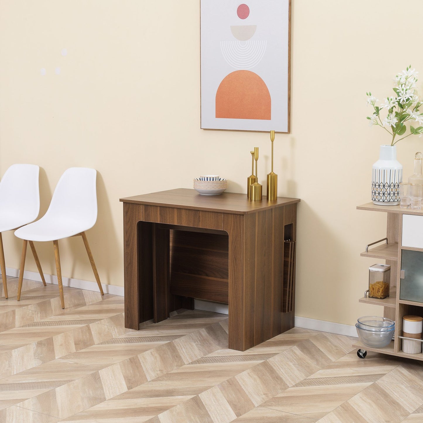 Modern extendable brown dining table, 180 x 85 cm
