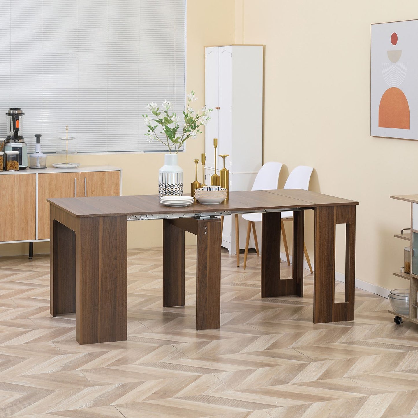 Modern extendable brown dining table, 180 x 85 cm