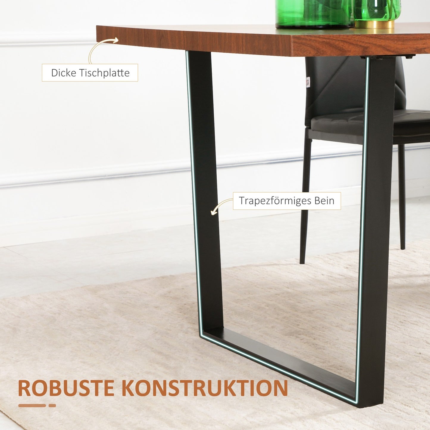 Industrial Steel Dining table for 6, 160x85x75 cm, Brown