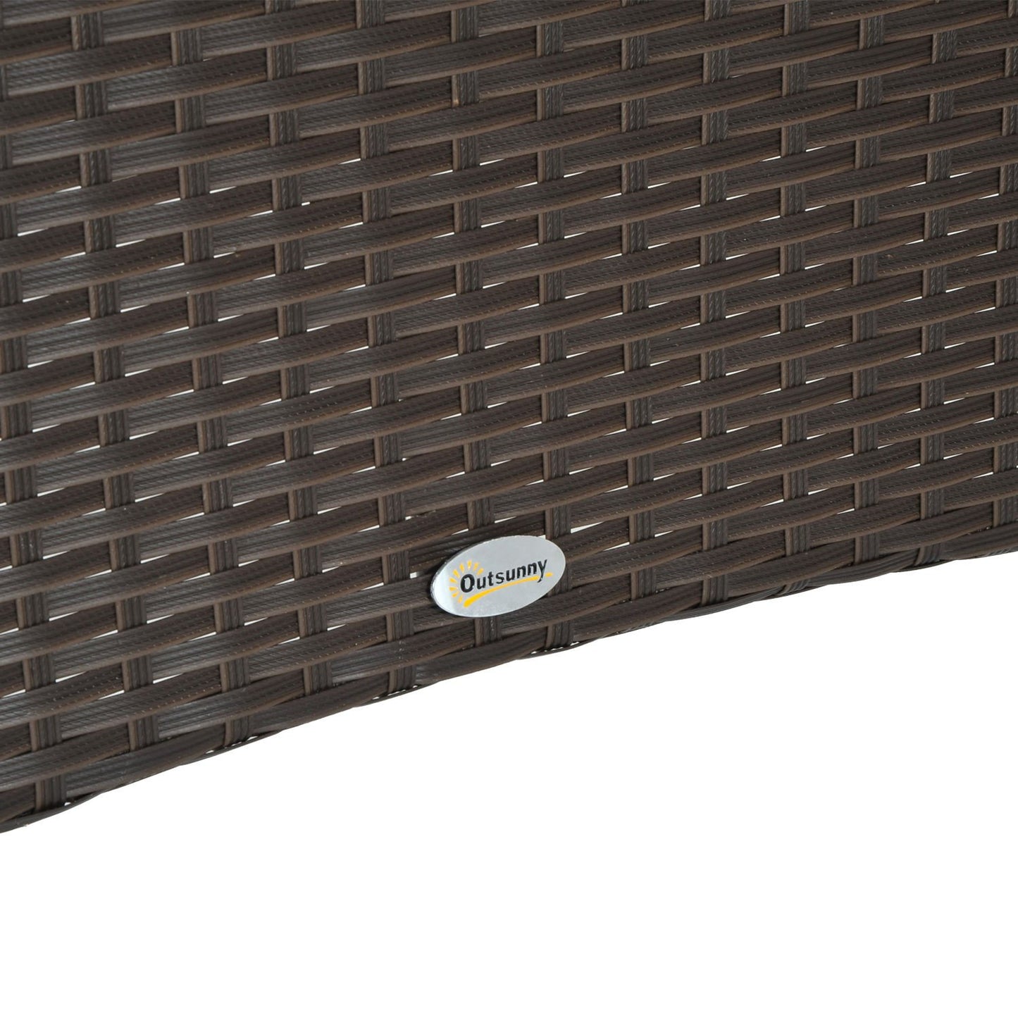 Outdoor dining table - Glass & Polyrattan, Brown & Black, 150x85cm