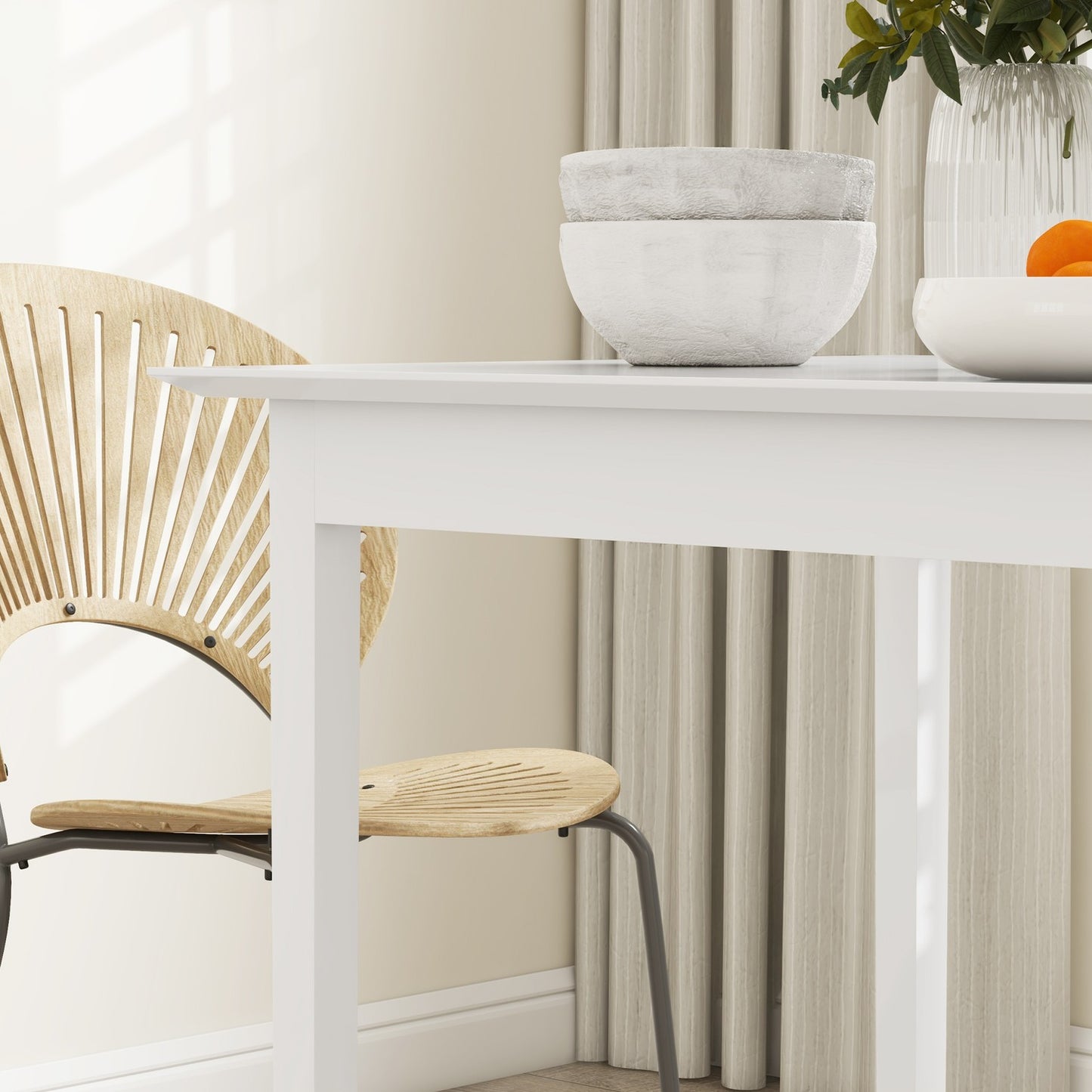 Square White wooden dining table for 2.75x75x76 cm