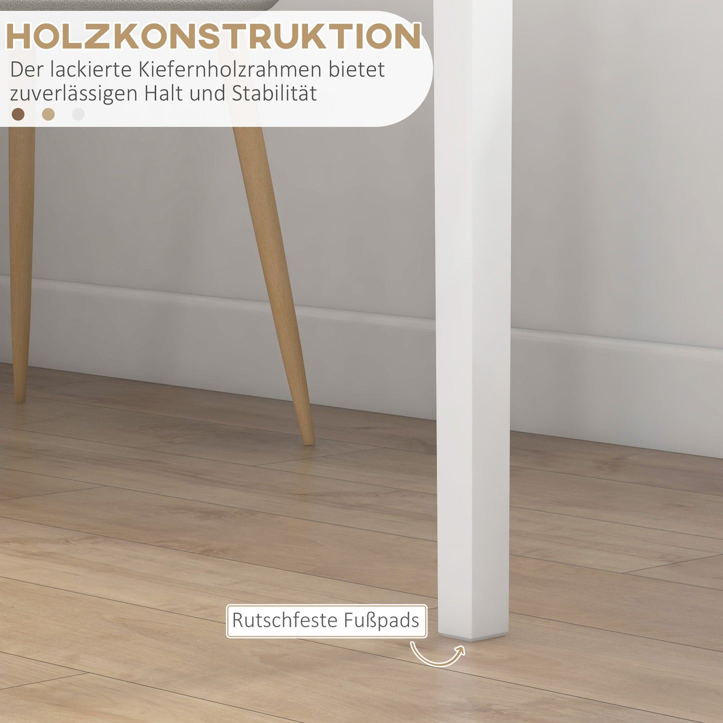 Square White wooden dining table for 2.75x75x76 cm