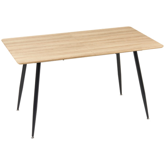 Modern dining table for 4, black wooden look, steel legs