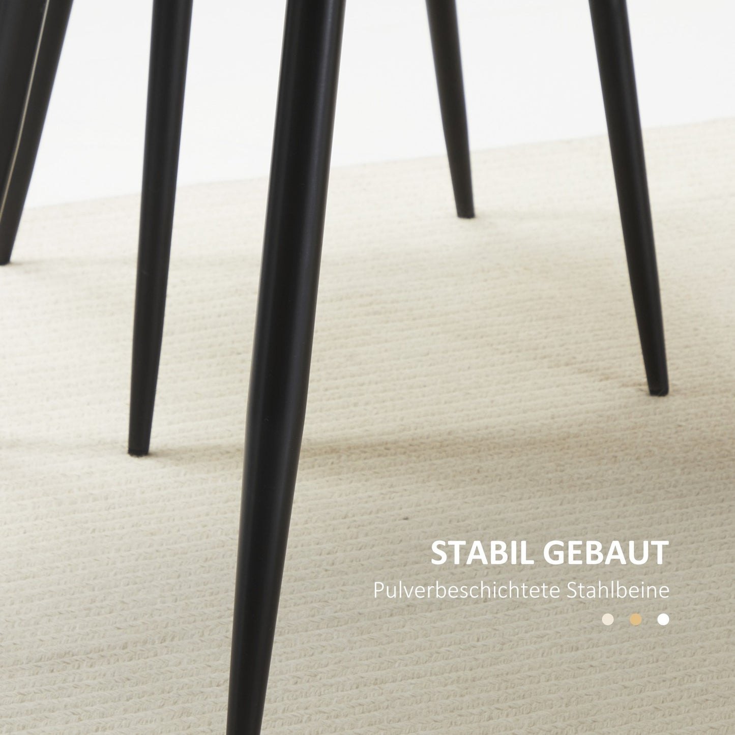 Modern dining table for 4, black wooden look, steel legs