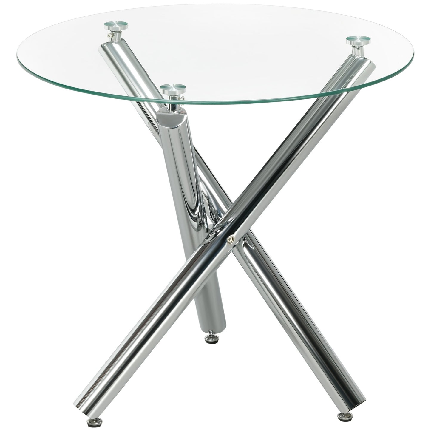 Round glass dining table, Steel base, Seats 4, Ø80 cm