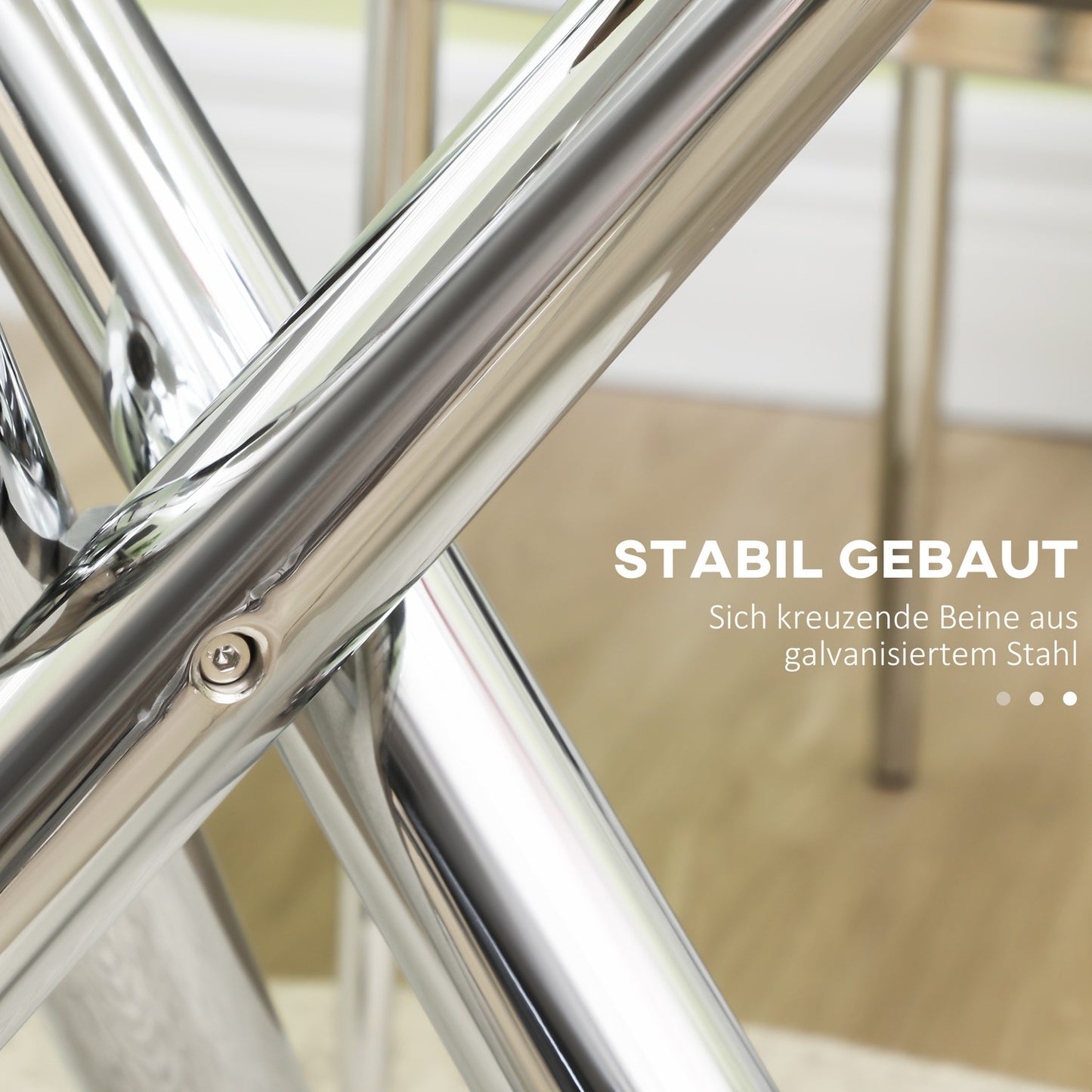 Round glass dining table, Steel base, Seats 4, Ø80 cm