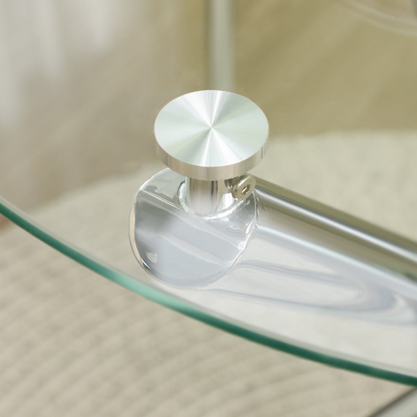 Round glass dining table, Steel base, Seats 4, Ø80 cm