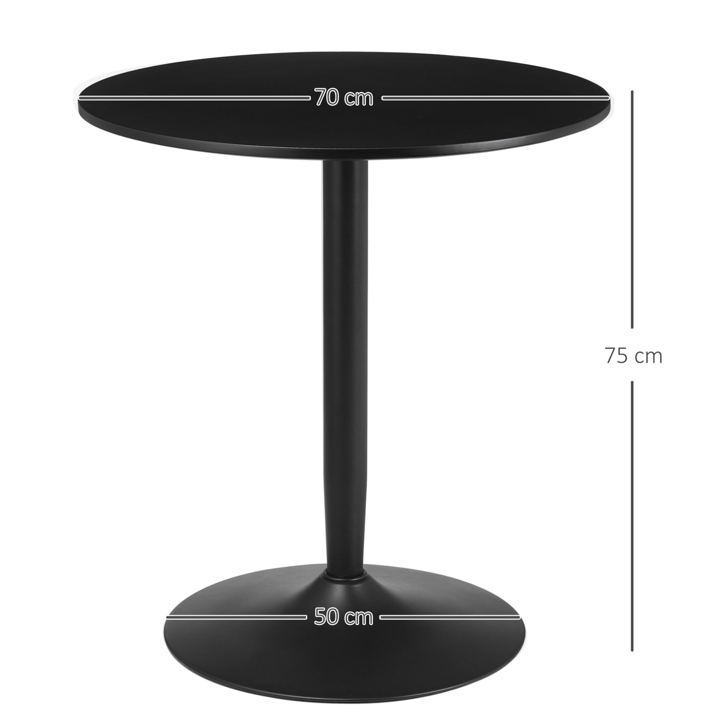 Round dining table, steel legs, non-slip, small spaces