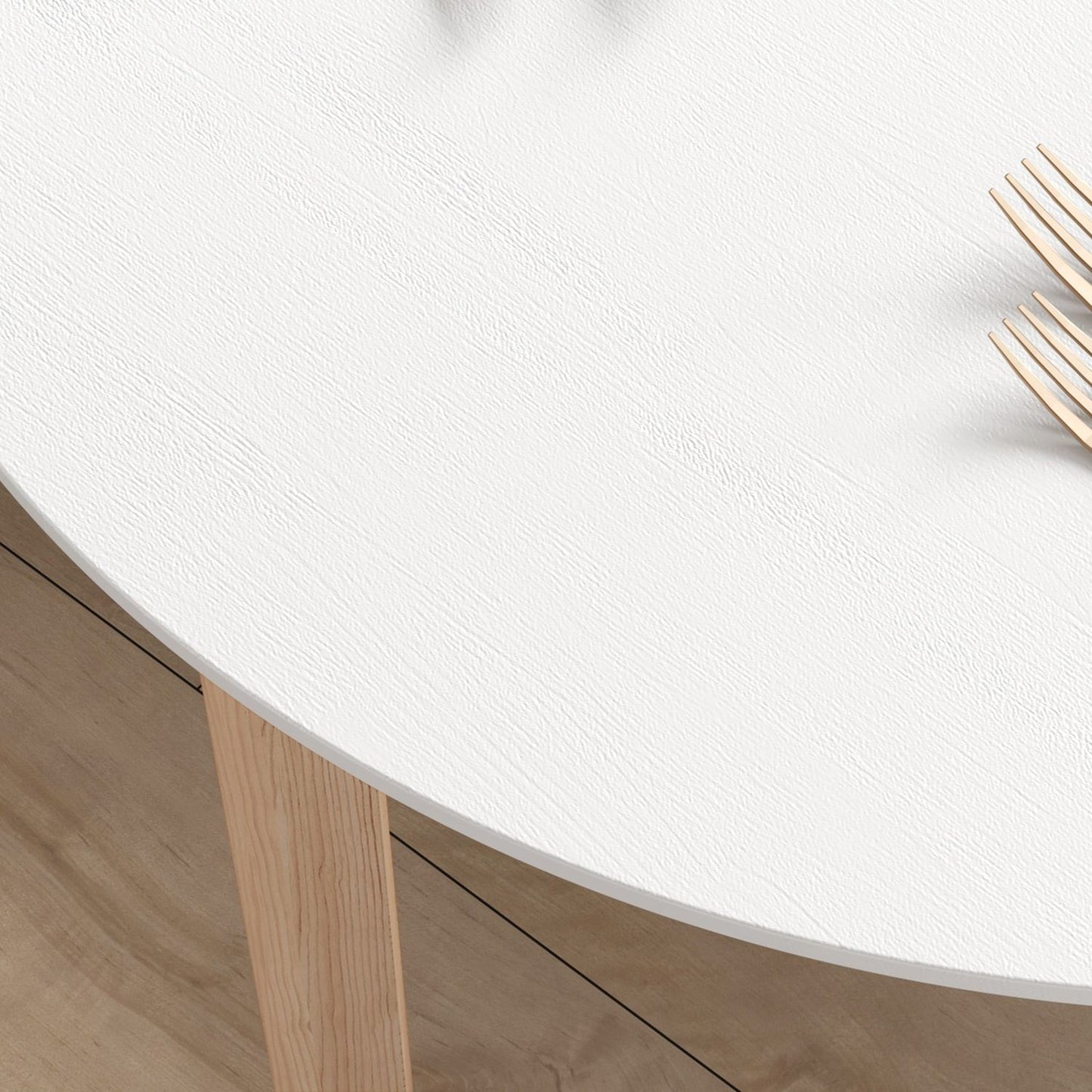 Round dining table for 2, solid wood, 75 cm, white finish