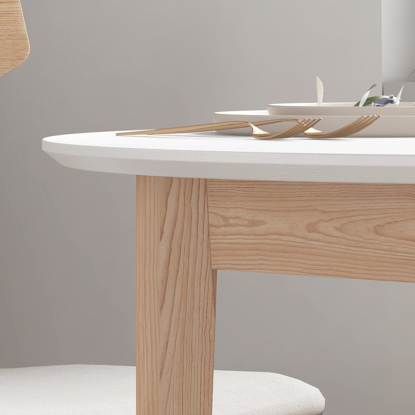 Round dining table for 2, solid wood, 75 cm, white finish
