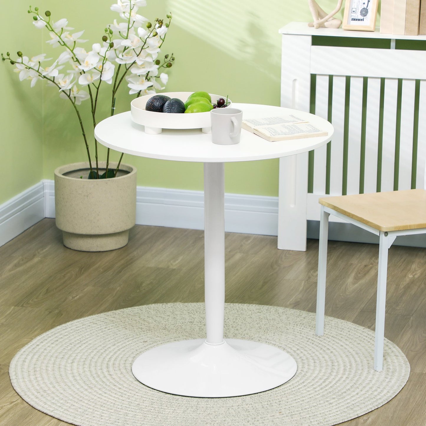 Round dining table, Modern White, Steel legs, Ø70 x 75 cm
