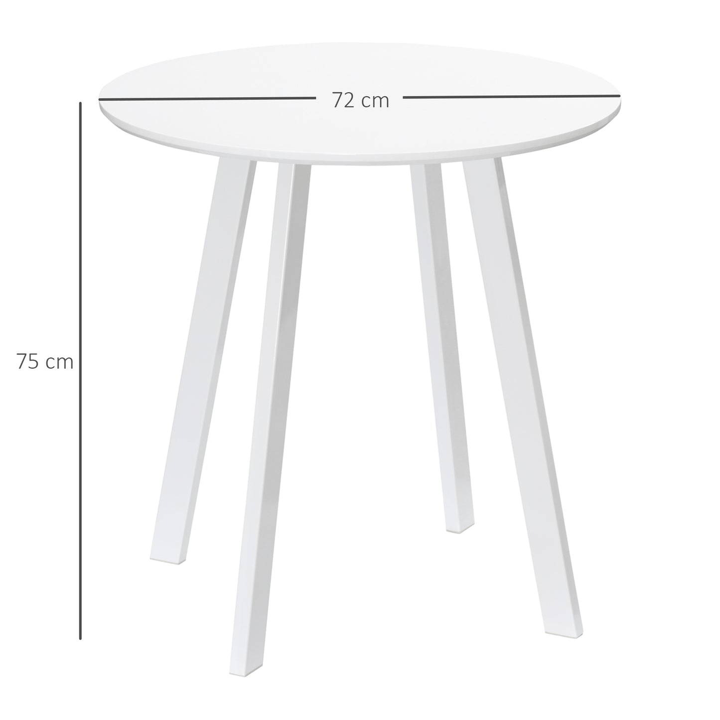 Round dining table, white, bevelled legs, 72 cm