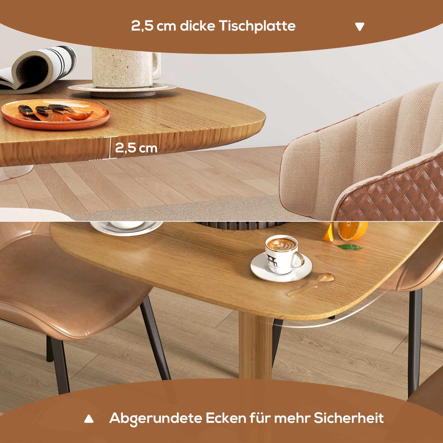 Dining Table, Rubberwood, 70x70 cm, Rounded Corners
