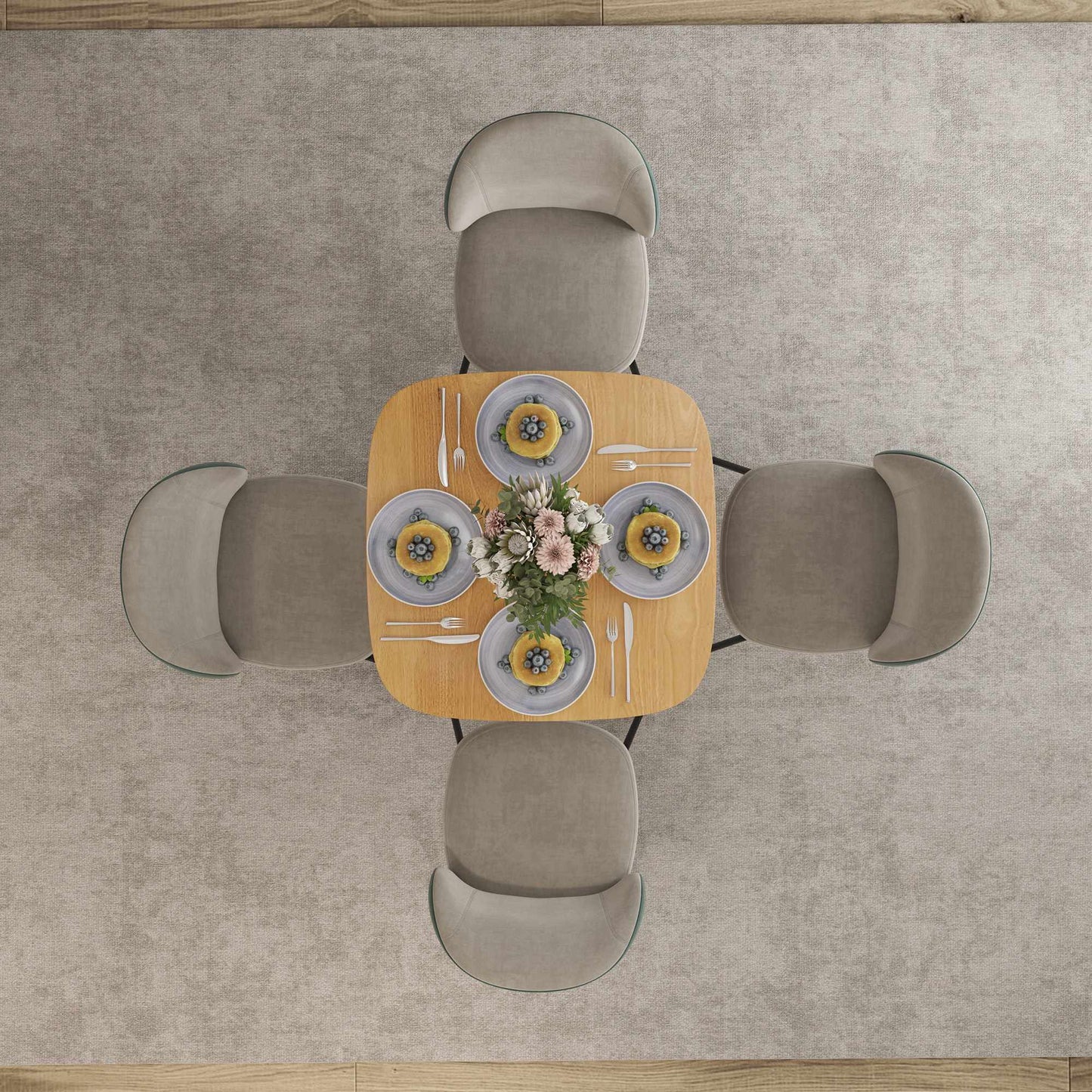 Dining Table, Rubberwood, 70x70 cm, Rounded Corners