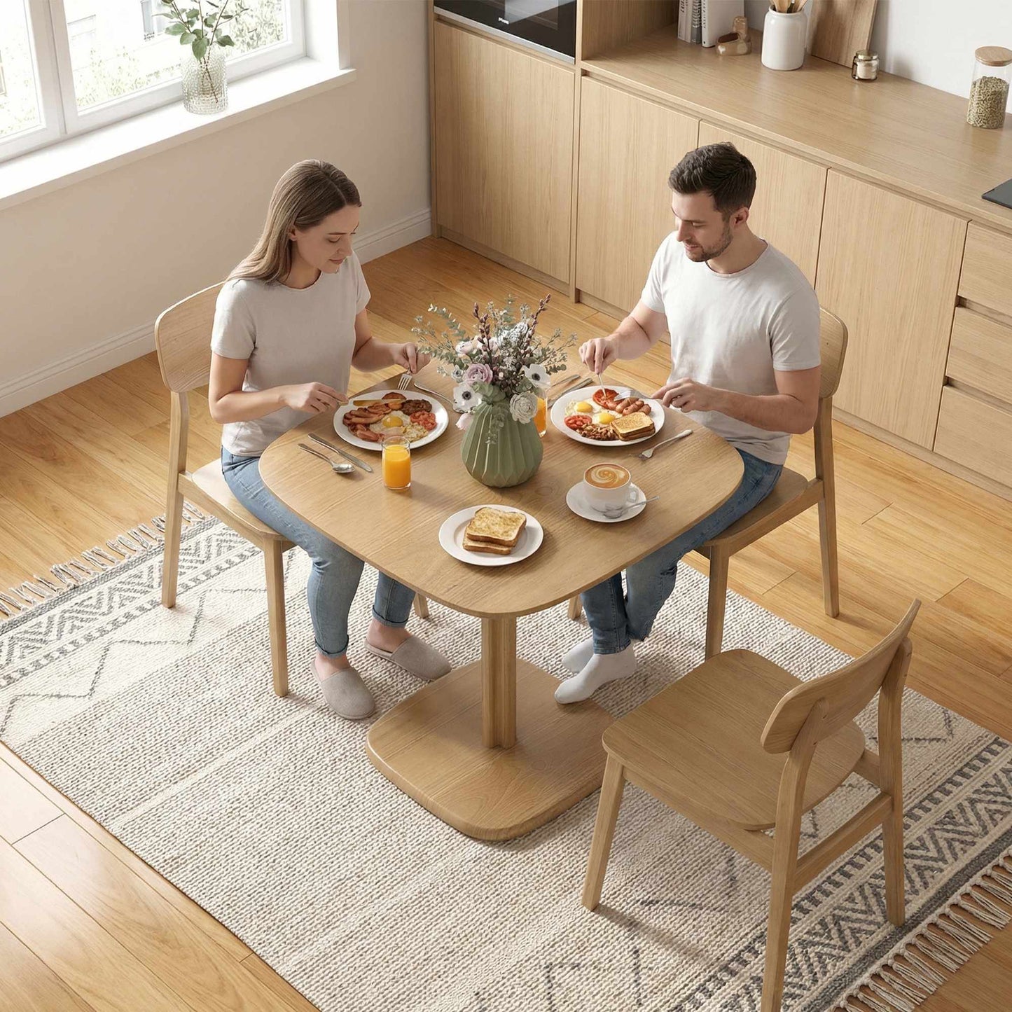 Dining Table, Rubberwood, 70x70 cm, Rounded Corners