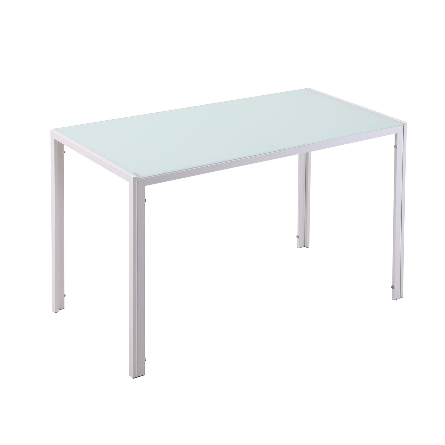 Dining Table for 4, Tempered Glass Top, Metal Legs