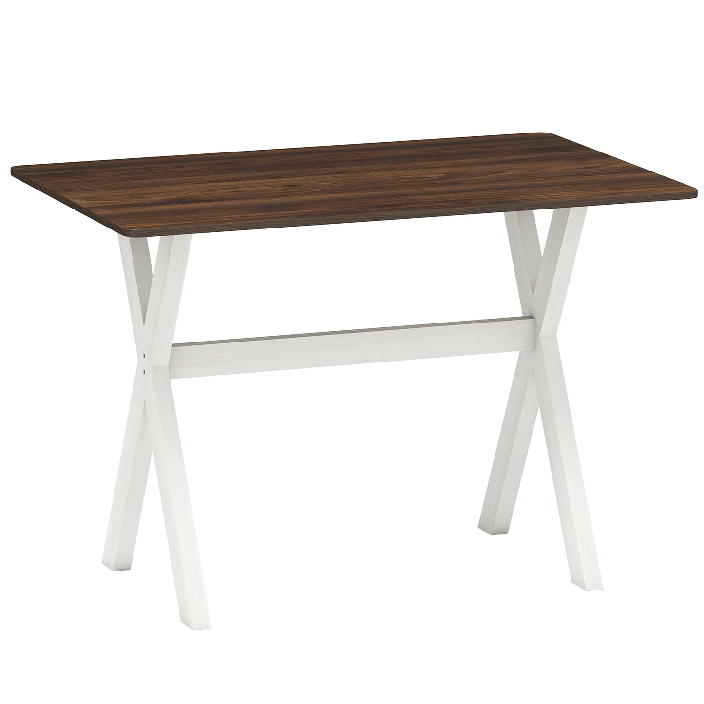 Dining Table with X-Frame, Walnut Finish, 110x71 cm