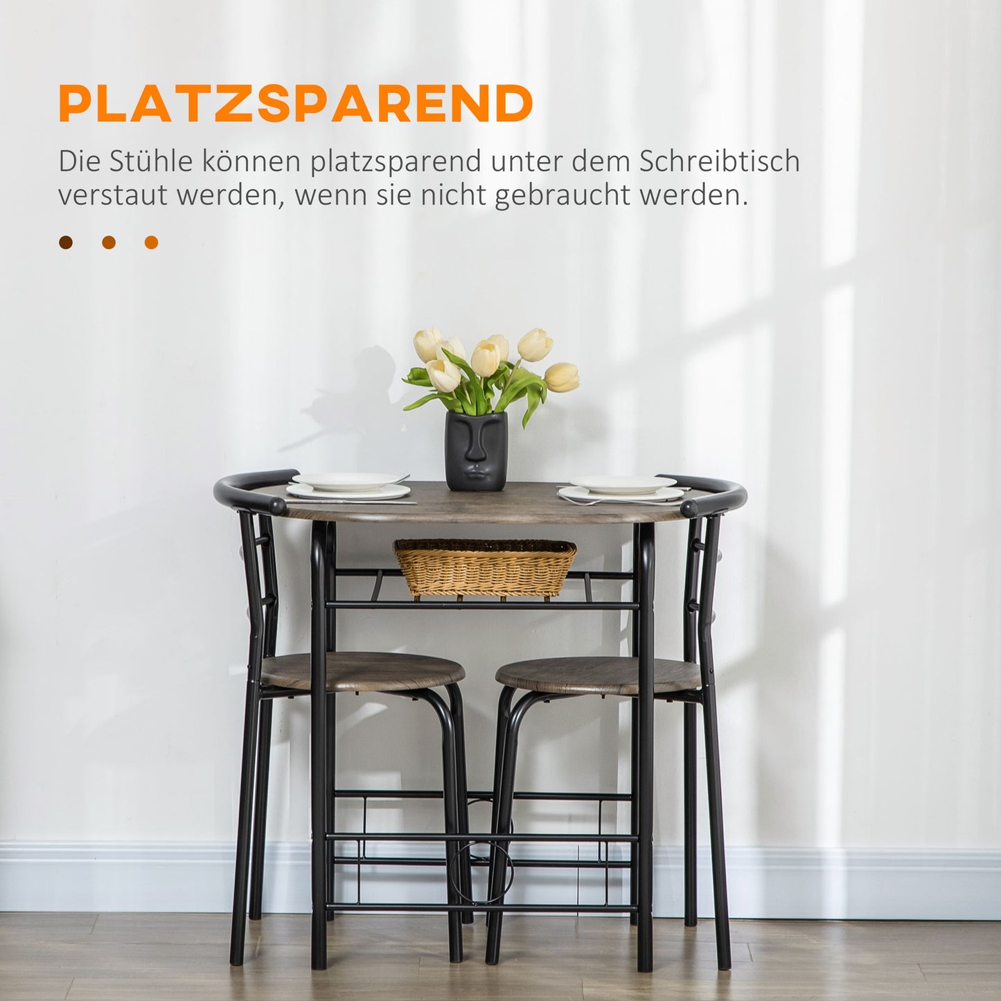 Black oval kitchen dining table set with storage, metal