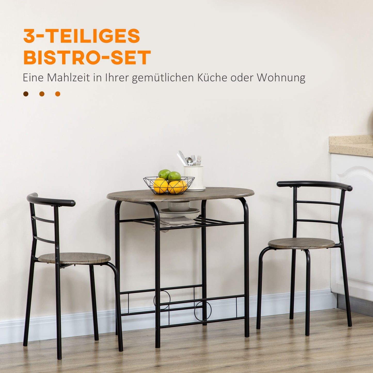 Black oval kitchen dining table set with storage, metal